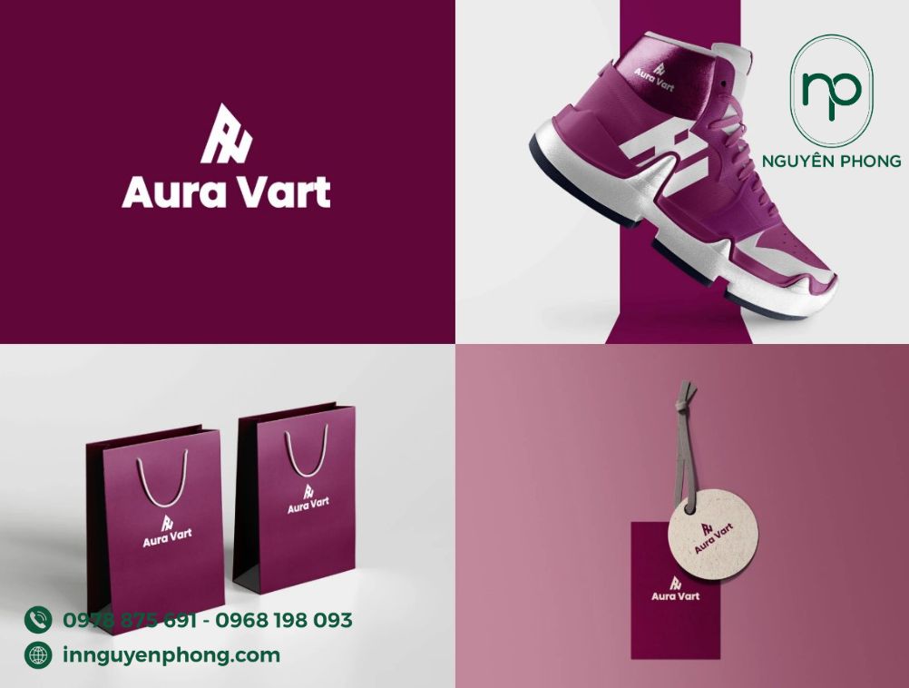 Logo chữ trên túi giấy, thẻ treo